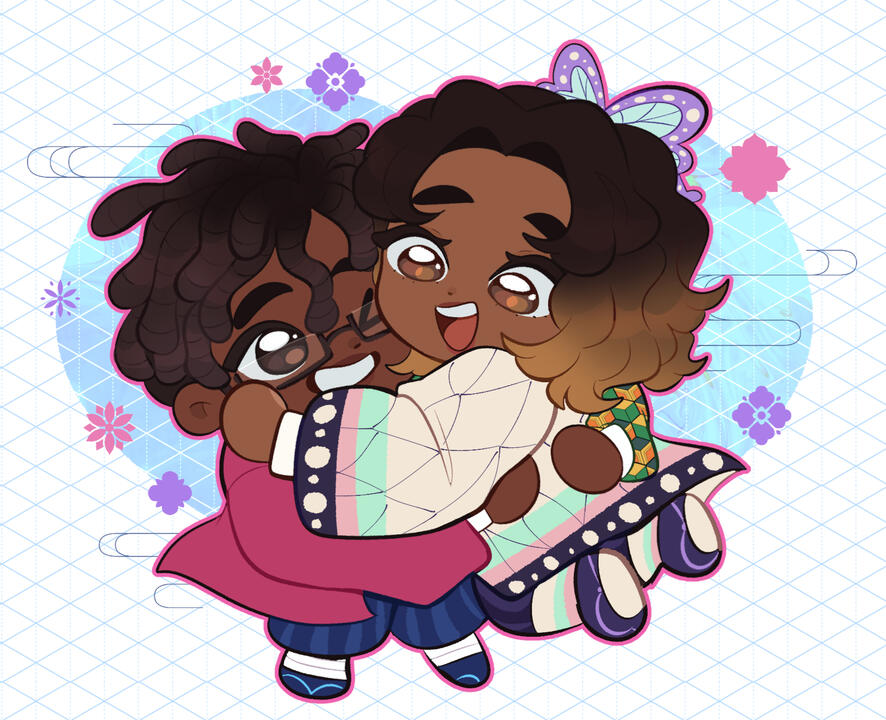 Chibi Couple| 5 x 6 in (2025) The client commissioned me to draw her and her boyfriend as Demon Slayer characters in chibi form Procreate